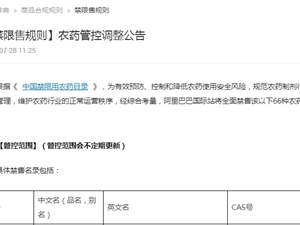 阿里国际站将全面禁售66种农药产品