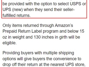 亚马逊美国站：买家可通过USPS或UPS退回自配送卖家产品